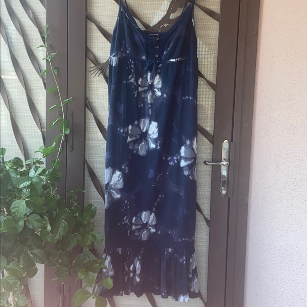 🌸 Lucky Brand Blue Floral Dress Sz Lg 🌸
